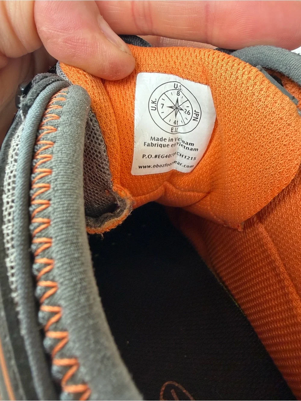 Obōz Scapegoat Mid Hiking Boots Men's 8 Gray Orange Trail Shoes